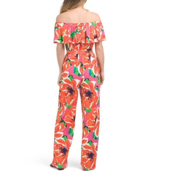 Trina Turk merci off the shoulder ruffle jumpsuit XS NWT - Picture 2 of 4